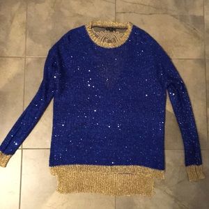 Sequin blue and gold sweater, Size Large